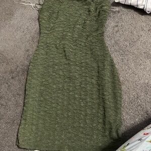 Windsor Olive Green Textured Mini Dress